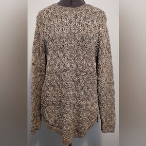 Jeanne Pierre Cotton Cable Knit Sweater Large Cream Crew Neck Long Sleeve ~READ~